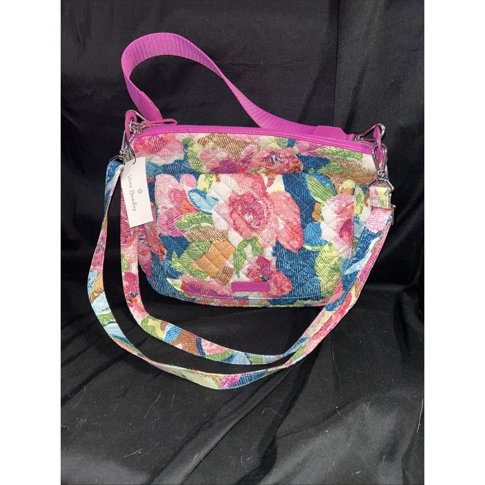 NWT Vera Bradley Cotton Carson Shoulder Purse 'Superbloom' pattern & Two Straps - Picture 2 of 9
